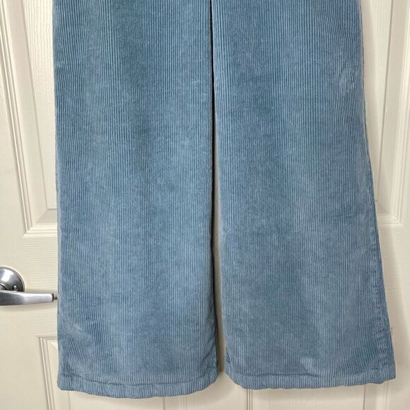 Le Streghe High Waist Wide Leg Corduroy Cropped Pants (Light Blue) - Small - Picture 6 of 12